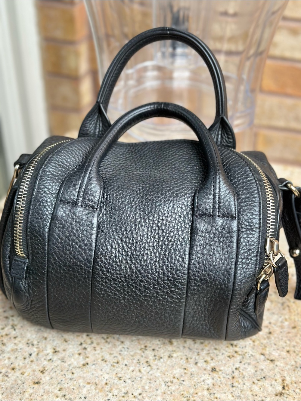Alexander Wang, Black Pebbled Leather Satchel Handbag - Women